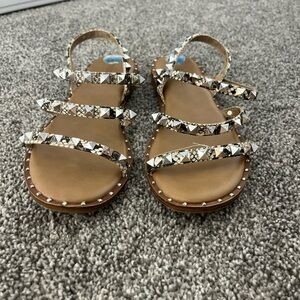 Studded  Sandals - Tan and Silver